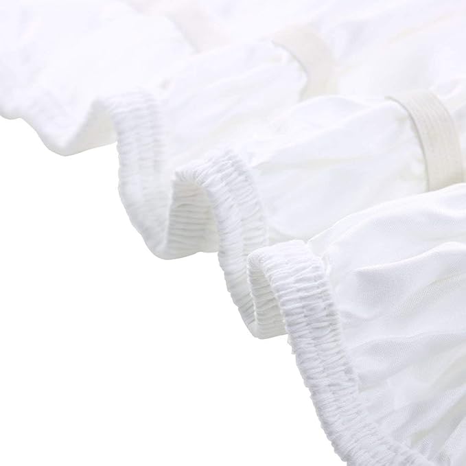 White Wrap Around Bed Skirts with 16" Drop - Three Sides Fabric Adjustable Elastic Dust Ruffle Silky Soft -600 TC Stretchy Bed Skirt-King(76"X 80") White