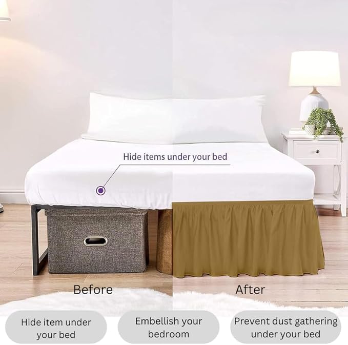 Ruffle Bed Skirt with Split Corners, Microfiber Dust Ruffled for a Perfectly Tailored Bedding Ensemble, Wrinkle and Fade Free, Easy Fit, Full Size 15 Inch Drop, Taupe