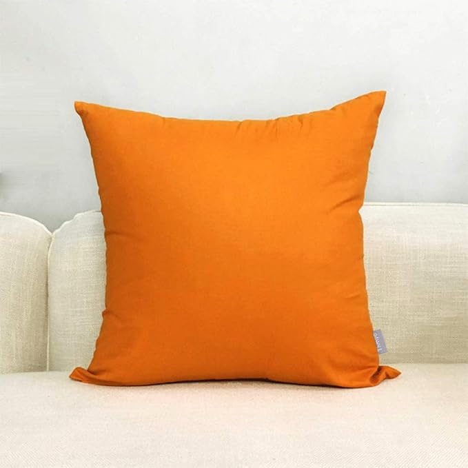 Thmyo 4-Pack 100% Cotton Comfortable Solid Decorative Throw Pillow Case Square Cushion Cover Pillowcase Sublimation Blank Halloween DIY Throw Pillow Covers for Sofa Bed(16x16 inch/40x40cm,Fall Orange)