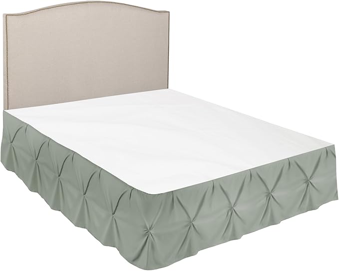 Nestl Sage Green Bed Skirt Twin Size, Pinch Pleat Twin Bed Skirt, 14" Inch Drop Twin Bedskirt, Hotel Quality Sage Green Bed Skirts, Premium Microfiber Bedskirt for Twin Bed, Sage Green Twin Bed Skirt