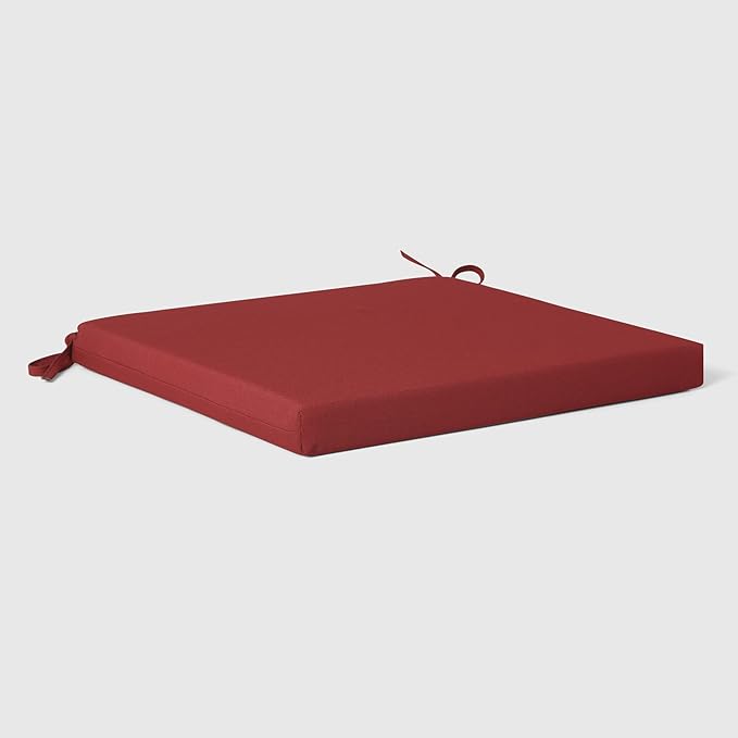 WestinTrends Solace Outdoor Patio Kitchen Dining Chair Square Seat Cushions Set of 4, 18 x 18, Red