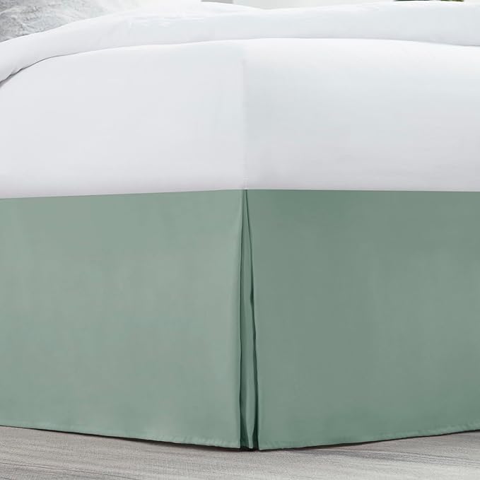 Nestl Sage Green Bed Skirt Cal King Size - Cal King Bed Skirt 14 Inch Drop - Brushed Microfiber Bed Skirts - Hotel Quality Pleated Bed Skirt - Shrinkage & Fade Resistant