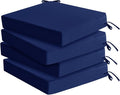 Outdoor Chair Cushions Set of 4: Waterproof & Fade Resistant Seat Cushion for Patio Furniture - 19 x 19 x 2 Inch Chair Pads with Ties and Hidden Zipper - Patio Chair Cushion Replacement, Navy