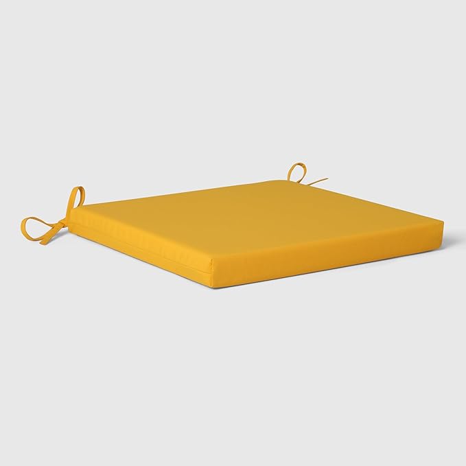 WestinTrends Solace Outdoor Patio Kitchen Dining Chair Square Seat Cushions Set of 4, 16 x 15, Yellow