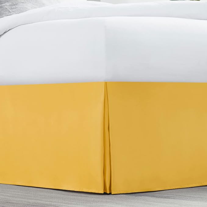 Nestl Yellow Twin XL Bed Skirt - Twin XL Size Bed Skirt 14 Inch Drop - Brushed Microfiber Bed Skirts - Hotel Quality Pleated Bed Skirt - Shrinkage & Fade Resistant