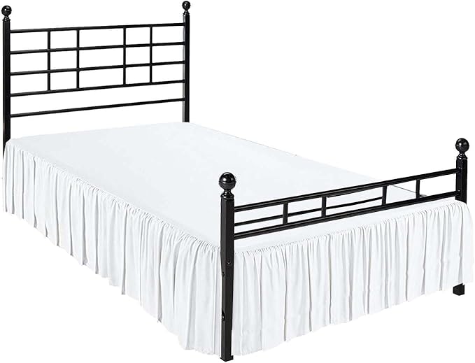 SlumberWell Twin Bed Skirt with Split Corners, Soft Microfiber, 24 Inch Drop, White Solid, Elegant Ruffled Design