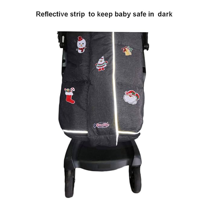 Christmas Uniuqe Waterproof Winter Stroller Bunting Bag Todder,Width Adjustable, Anti-Dirt,Foot area Open, Hoodie, All Features Needed for Baby Stroller Footmuff