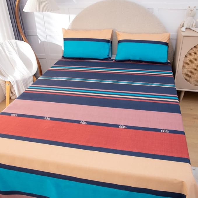 WenBags Lightweight Waterproof Flat Sheet 70*90 Inches Queen Size-Mattress Protector for Bed & Couch, Pet Hair Resistant Cover Ideal for Dogs & Cats, Perfect for Hotels & Hospitals(Multicolor-Travel)