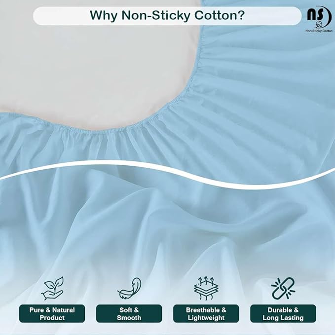NON Sticky cotton Twin Size Sleeper Sofa Sheets, 4 Piece Egyptian Cotton Bed Sheet Set for Sofa Bed, 6" Deep Pocket Fitted Sheet for Pull Out Couch Mattress, 39" x 75", Light Blue Solid