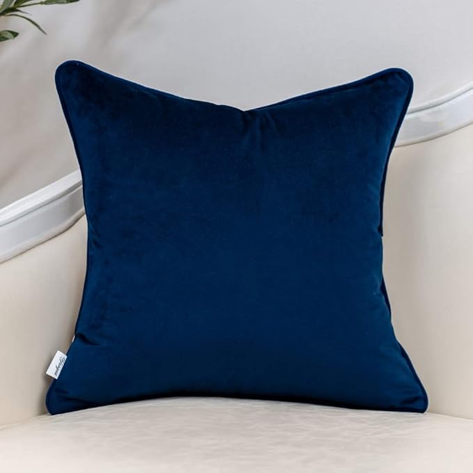 Yangest Blue Striped Throw Pillow Cover Multicolor Velvet Cushion Cover Modern Bohemian Pillowcase for Sofa Couch Bedroom Living Room Home Christmas Decoration,20x20 Inch