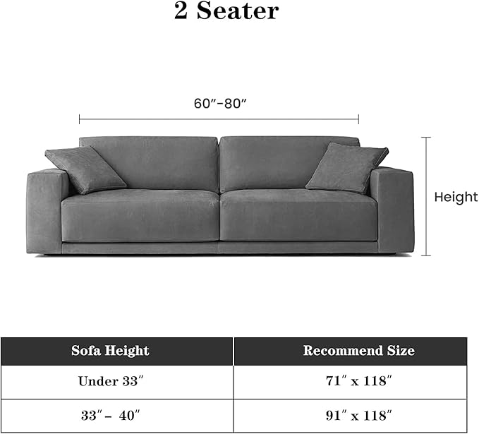 MEETSKY Couch Cover for 2 Cushion Couch Sofa Covers Washable Chenille Sectional Couch Covers for Pets with Tassel Durable Furniture Protector, 91" x 118", Beige