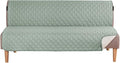 H.VERSAILTEX Reversible Futon Cover Water Repellent Armless Sofa Slipcover Washable Furniture Protector with Adjustable Elastic Strap Anti-Slip Futon Bed Cover for Dogs 70" Width(Desert Sage/Beige)