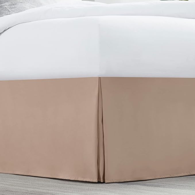Nestl Taupe Full Bed Skirt - Full Size Bed Skirt 14 Inch Drop - Brushed Microfiber Bed Skirts - Hotel Quality Pleated Bed Skirt - Shrinkage & Fade Resistant