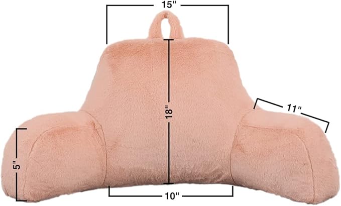 Btargot Reading Pillow Bed Wedge Large Adult Backrest Lounge Cushion with Arms | Back Support for Sitting Up in Bed Blush
