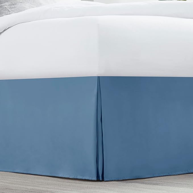 Nestl Blue Heaven Full XL Bed Skirt - Full XL Size Bed Skirt 14 Inch Drop - Brushed Microfiber Bed Skirts - Hotel Quality Pleated Bed Skirt - Shrinkage & Fade Resistant
