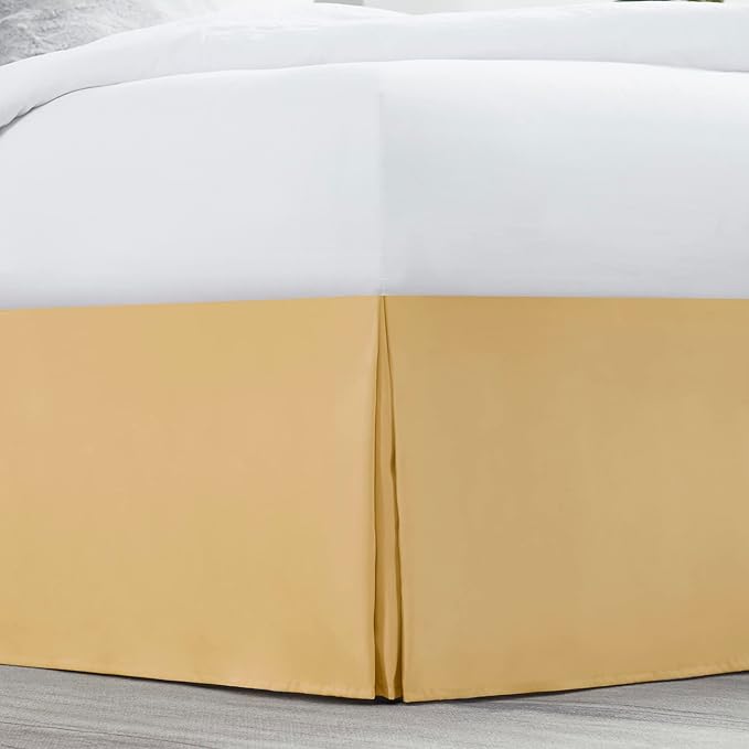Nestl Gold Twin Bed Skirt - Twin Size Bed Skirt 14 Inch Drop - Brushed Microfiber Bed Skirts - Hotel Quality Pleated Bed Skirt - Shrinkage & Fade Resistant