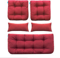 QILLOWAY Outdoor Patio Wicker Seat Cushions Group Loveseat/Two U-Shape/Two Lumbar Pillows for Patio Furniture,Wicker Loveseat,Bench,Porch,All Weather, Settee of 5 (RED)