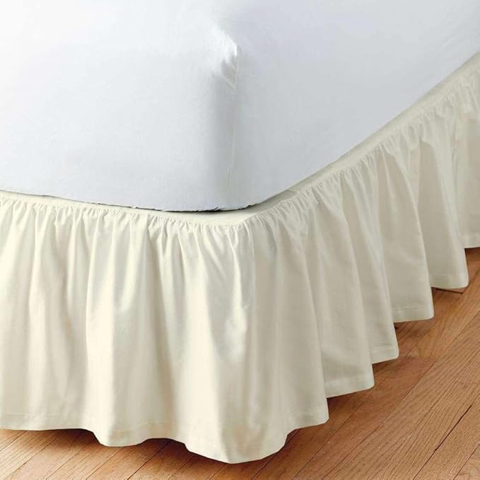 SlumberWell King Bed Skirt with Split Corners, Soft Microfiber, 22 Inch Drop, Ivory Solid, Elegant Ruffled Design