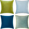 MONDAY MOOSE Decorative Throw Pillow Covers Cushion Cases, Set of 4 Soft Velvet Modern Double-Sided Designs, Mix and Match for Home Decor, Pillow Inserts Not Included (16x16 inch, Green/Blue)