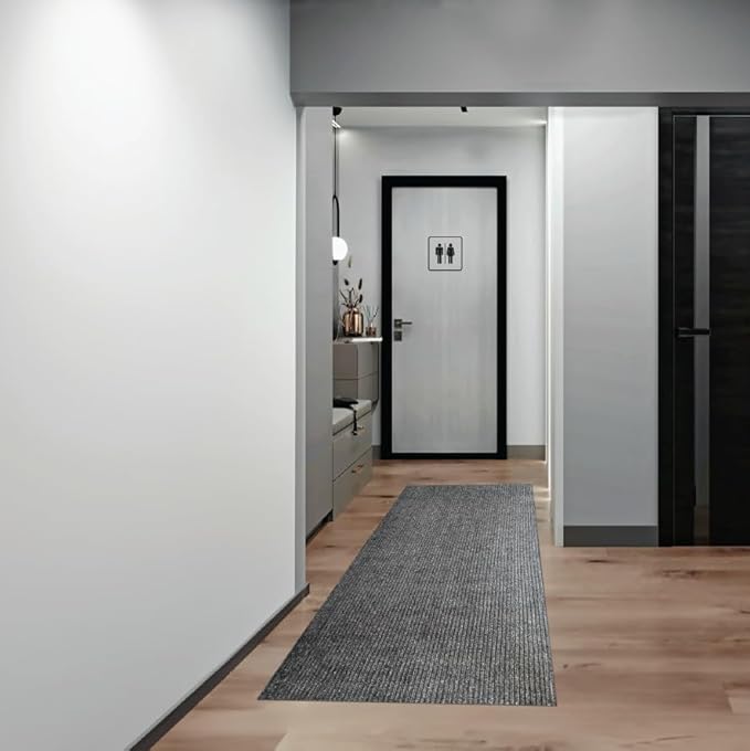 sigun Modern Non-Slip Hallway Runner Rug – Washable, Stain-Resistant & Custom Size – Durable Indoor/Outdoor Carpet for Entryway, Kitchen, Porch, Balcony, Patio & Garage – High-Tra | Dark Gray - 4 x 12