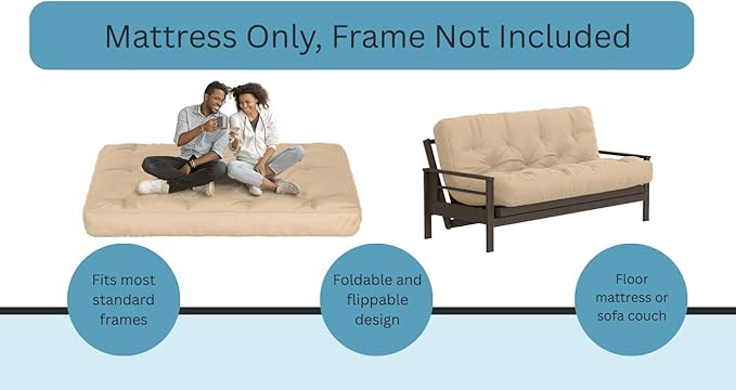 Royal Sleep Products by The Futon Factory 6 inch Foam Futon Mattress - Solid Mint Cover - Twin Size - CertiPUR Certified Foams - Made in USA - Replacement Mattress - (Frame not Included)