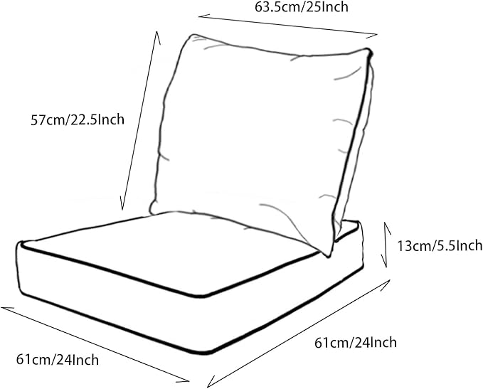 Goodgoods 24x24 inch Outdoor/Indoor Deep Seat Patio Cushions Set of 2 Resilient Foam Filling Water Repellent Stain-Resistant UV Resistant Weather Resistant Deep Seat Bottom Light Gray