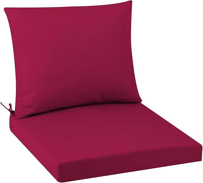 Outdoor Seat Cushion Set 22 x 22 In, Water-Resistant & Fade-Resistan, Patio Furniture Cushions with Removable Cover Deep Seat & Back Cushion with Handle and Adjustable Straps for Chair Sofa,1PC