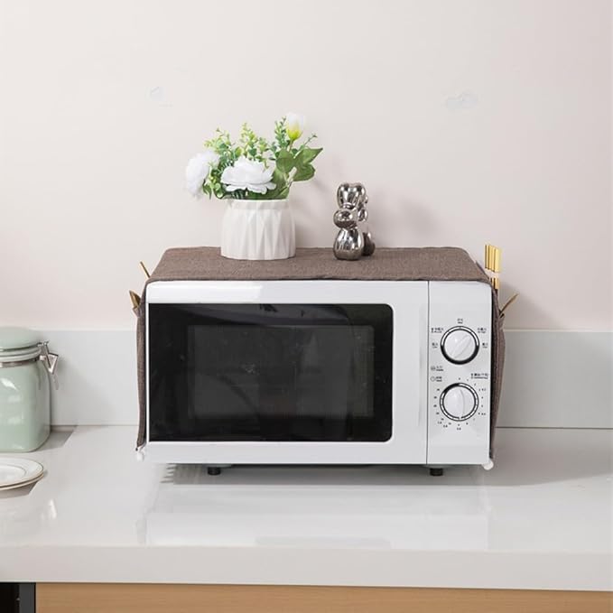 Microwave Oven Cover Dust Oil Proof Cotton Linen Waterproof Fabric Cloth Machine Protector Decorative Kitchen Appliance Cover 30 * 90cm Oven Cover Cloth Dust Cover(black)