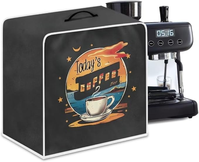 Mumeson Coffee Cup Print Coffee Maker Cover, Blender Dust Cover Juice Machine Protector Covers Kitchen Appliance Case Kitchen Tool with Top Handle