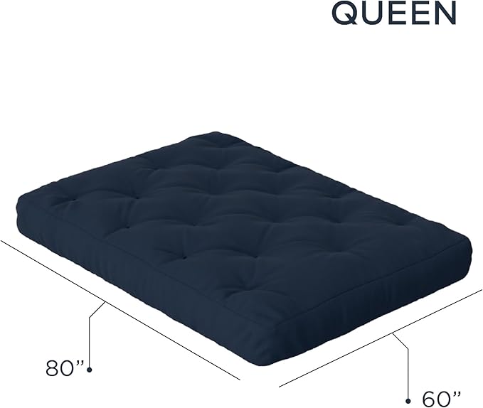 Royal Sleep Products by The Futon Factory 6 inch Foam Futon Mattress - Solid Navy Cover - Queen Size - CertiPUR Certified Foams - Made in USA - (Frame not Included)