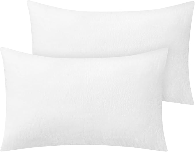 BEDELITE Flannel Pillow Cases Queen Size Set of 2, Super Soft Fleece Pillowcases with Zipper for Bedroom, Sofa, Couch,Luxury Cozy Velvet Pillow Shams for All Seasons(20x30 Inches,Bright White)
