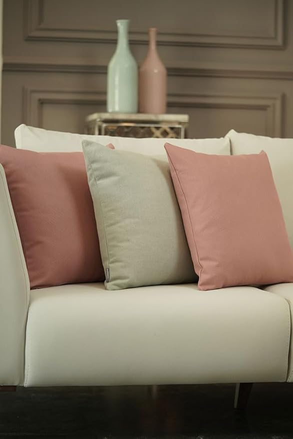 Haven & Glow Decorative Throw Pillow Cover – Square Cushion Case with Zipper | Modern Sofa, Couch & Bed Accent Pillow Covers for Living Room, Bedroom & Home Decor | 18 x 18 Inch – Deep Pink – 2 Pack