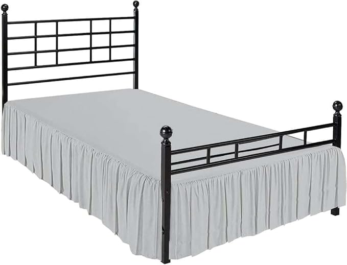SlumberWell King Bed Skirt with Split Corners, Soft Microfiber, 15 Inch Drop, Light Grey Solid, Elegant Ruffled Design