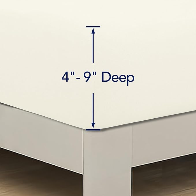 PureFit Stretchy Box Spring Cover Full - Elastic Fitted Box Spring Wrap Around 4 Sides, Wrinkle & Fading Resistant Fits Full Size Beds, Ivory