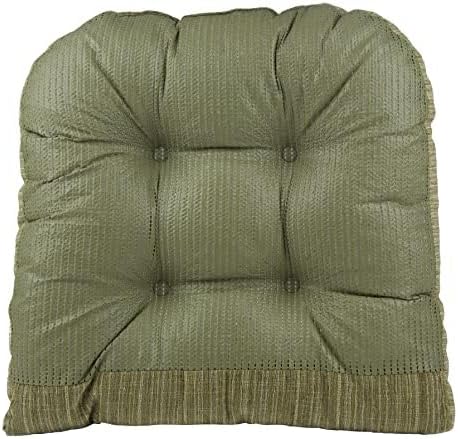 Klear Vu Gripper Overstuffed Universal Non-Slip Dining Chair Cushions for Kitchen Decor or Office Use, U-Shaped Skid-Proof Seat Pad, 17x17 Inches, 2 Count (Pack of 1), Chenille Green