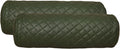 Neck Roll Pillow Cushion Cover, 16x6 Inch Full Moon Round Bolster Pillow Case, Cylinder Soft Lambskin Leather Pillowcase for Head, Spine & Neck Support During Sleep - Quilted Dark Green Pack of 2