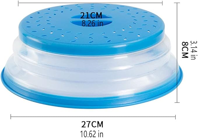 Collapsible Microwave Splatter Cover, 10.5 Inch, Dishwasher-safe, Microwave Plate Cover With Steam Vent，BPA-Free Silicone & Plastic(black)