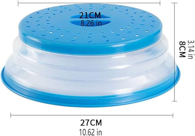 Collapsible Microwave Splatter Cover, 10.5 Inch, Microwave Plate Cover With Steam Vent (Light grey)
