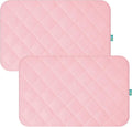 Pack and Play Sheets Fitted Waterproof Pack and Play Mattress Protector Pad Cover 2 Pack Pink Quilted 39" x 27"