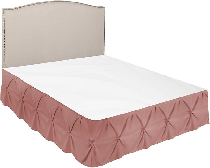 Nestl Pink Clay Bed Skirt Queen Size, Pinch Pleat Queen Bed Skirt, 14" Inch Drop Queen Bedskirt, Hotel Quality Pink Clay Bed Skirts, Microfiber Bedskirt for Queen Bed, Pink Clay Queen Bed Skirt