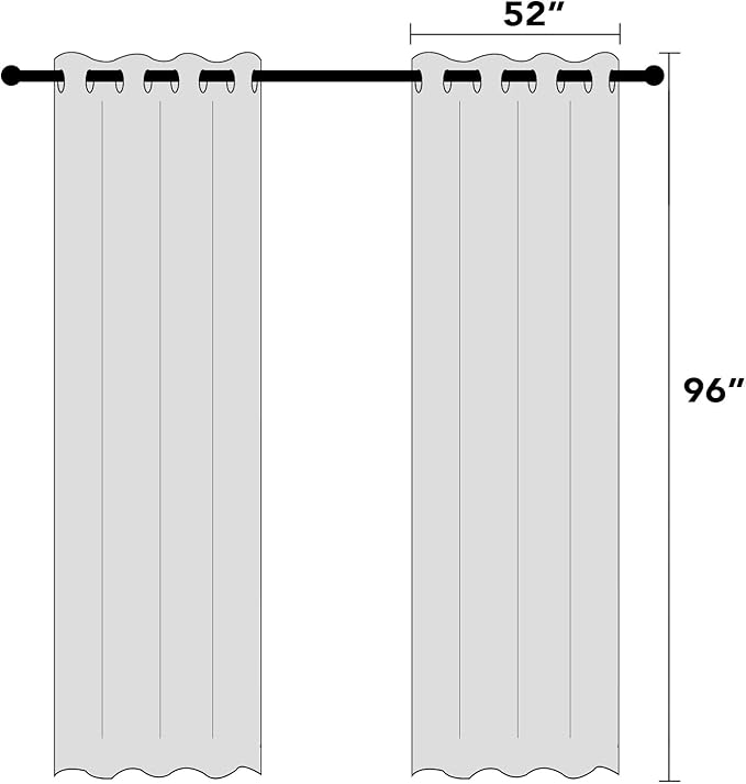 PrinceDeco White Blackout Curtains Linen Curtains 96 Inches Long 100% Blackout Room Darkening Curtains & Drapes with White Liner Faux Linen Fabric Window Curtain Panels for Living Room/Bedroom
