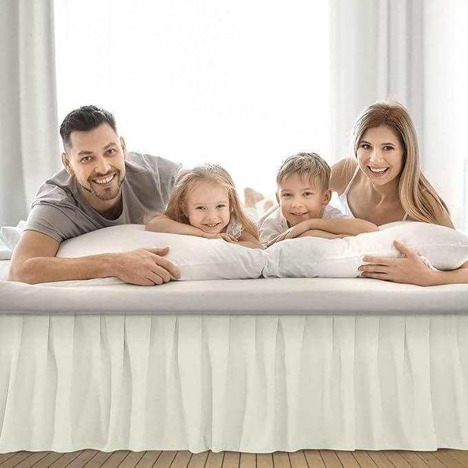 Ruffle Bed Skirt with Split Corners, Microfiber Dust Ruffled for a Perfectly Tailored Bedding Ensemble, Wrinkle and Fade Free, Easy Fit, Full Size 16 Inch Drop, Ivory