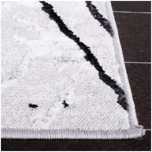 SAFAVIEH Amelia Collection Area Rug - 5' Square, Grey & Black, Modern Abstract Design, Non-Shedding & Easy Care, Ideal for High Traffic Areas in Living Room, Bedroom (ALA293K)
