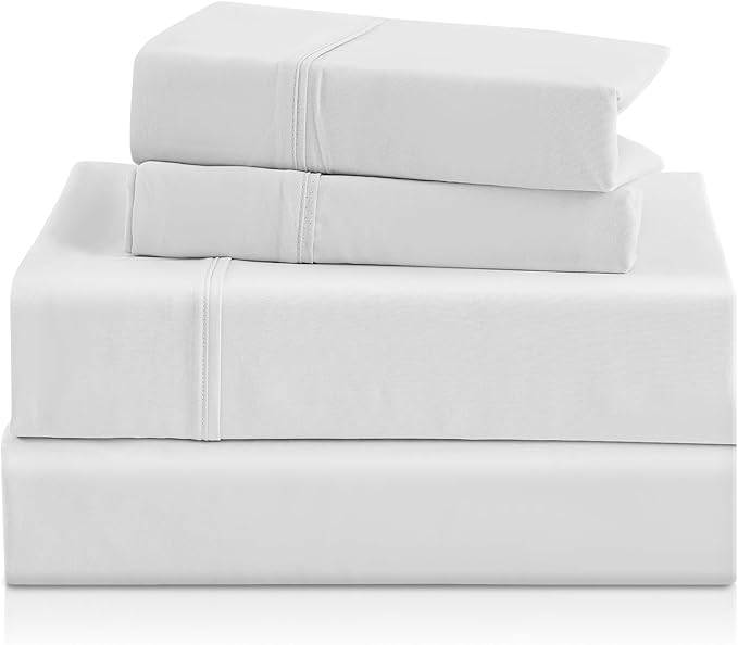 Twin Sheet Set - 3 Piece Super Soft Breathable Bed Sheet & Pillowcase Set, 16" Deep Pocket Hotel Luxury Wrinkle Free Easy Care Bedding Sheets, White