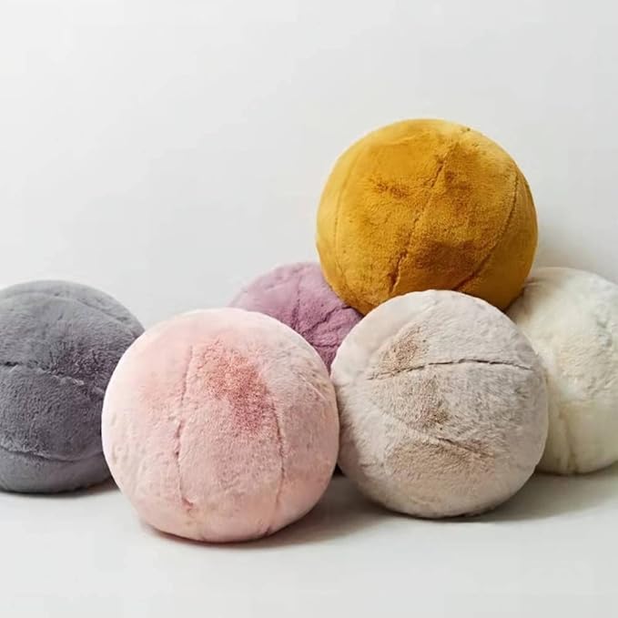 MOJUN Plush Ball Pillow, Round Throw Pillow Home Decoration Floor Pillow Cushion, Sphere Pillow for Chair Couch Sofa Bedroom Gift (13.77inch, Purple)