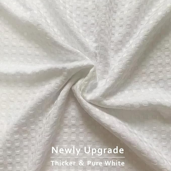 MIYE Pleated Waffle Weave Bed Skirt, Tailored Dust Ruffle 12 Inch Drop Easy Fit, Machine Washable (White, Queen - 12" Drop)
