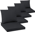Outdoor Seat Cushion Set 19 x 19 In, Water-Resistant & Fade-Resistan, Patio Furniture Cushions with Removable Cover Deep Seat & Back Cushion with Handle and Adjustable Straps for Chair Sofa,4PC