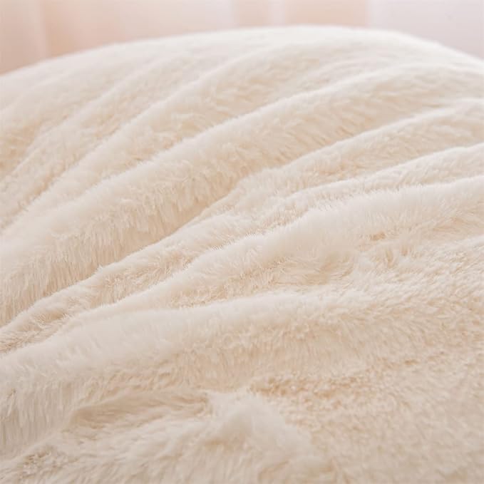 NTBED Reading Pillow Faux Fur Bed Wedge Backrest with Arms,Couch TV Relax Bed Rest Pillow Back Support Cushion for Kids Teens Boys Girls(Ivory)