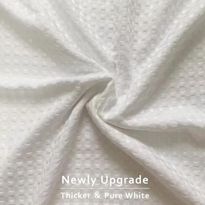 MIYE Pleated Waffle Weave Bed Skirt, Tailored Dust Ruffle 16 Inch Drop Easy Fit, Machine Washable (White, Full - 16" Drop)