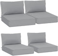 AAAAAcessories Outdoor Deep Seat Cushions, Waterproof, Fade-Resistant Patio Furniture Replacement Cushions, 23.5" x 25.5" x 5" + 23.5" x 13.5", Set of 4, Gray